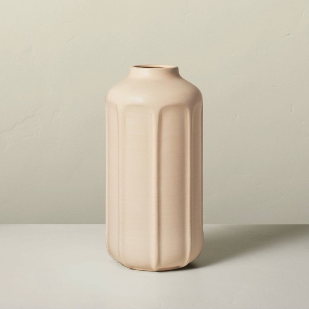 13" Faceted Ceramic Vase Sunset Taupe - Hearth & Hand™ with Magnolia 2 pieces
